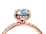Rose gold Fancy Blue Oval Cut Diamond Solitaire Ring with Four-Prong Setting and Pavé Band_7