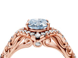 Rose gold Fancy Blue Oval Cut Diamond Solitaire Ring with Hidden Halo and Pavé Band_31