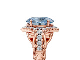 Rose gold Fancy Blue Oval Cut Diamond Solitaire Ring with Hidden Halo and Pavé Band_32