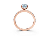 Rose gold Fancy Blue Oval Cut Diamond Solitaire Ring with Pavé Band and Four-Prong Setting_64