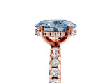 Rose gold Fancy Blue Oval Cut Diamond Solitaire Ring with Pavé Band and Four-Prong Setting_66