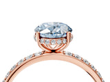 Rose gold Fancy Blue Oval Cut Diamond Solitaire Ring with Pavé Band and Hidden Halo_23