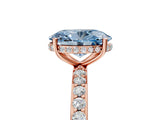 Rose gold Fancy Blue Oval Cut Diamond Solitaire Ring with Pavé Band and Hidden Halo_24