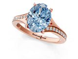 Rose gold Fancy Blue Oval Cut Diamond Solitaire Ring with Pavé Band and Prong Setting_13
