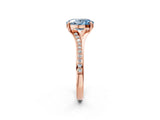 Rose gold Fancy Blue Oval Cut Diamond Solitaire Ring with Pavé Band and Prong Setting_14