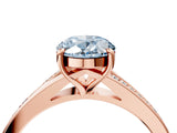 Rose gold Fancy Blue Oval Cut Diamond Solitaire Ring with Pavé Band and Prong Setting_16