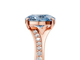 Rose gold Fancy Blue Oval Cut Diamond Solitaire Ring with Pavé Band and Prong Setting_17