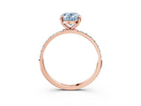 Rose gold Fancy Blue Oval Cut Diamond Solitaire Ring with Pave Band and Four Prong Setting_94
