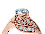 Rose gold Fancy Blue Oval Cut Diamond Solitaire Ring with Prong Setting and Twisted Pavé Band_4