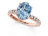 Rose gold Fancy Blue Oval Cut Diamond Solitaire Ring with Round  Pavé Band and Four-Prong Setting_37