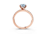 Rose gold Fancy Blue Oval Cut Diamond Solitaire Ring with Round  Pavé Band and Four-Prong Setting_39