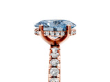 Rose gold Fancy Blue Oval Cut Diamond Solitaire Ring with Round  Pavé Band and Four-Prong Setting_41