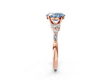 Rose gold Fancy Blue Oval Cut Diamond Solitaire Ring with Side Stones and Four-Prong Setting_71