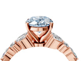Rose gold Fancy Blue Oval Cut Diamond Solitaire Ring with Side Stones and Four-Prong Setting_73