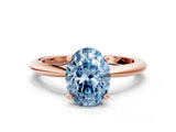 Rose gold Fancy Blue Oval Cut Diamond Solitaire Ring with Six-Prong Setting and Classic Band_285