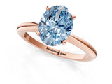 Rose gold Fancy Blue Oval Cut Diamond Solitaire Ring with Six-Prong Setting and Classic Band_286