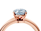 Rose gold Fancy Blue Oval Cut Diamond Solitaire Ring with Six-Prong Setting and Classic Band_289