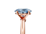 Rose gold Fancy Blue Oval Cut Diamond Solitaire Ring with Six-Prong Setting and Classic Band_290