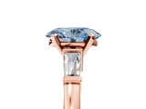 Rose gold Fancy Blue Oval  Cut Diamond Solitaire Ring with Tapered Baguette Accents and Four-Prong Setting_63