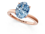 Rose gold Fancy Blue Oval Cut Diamond Solitaire Ring with Thin Band and Prong Setting_13