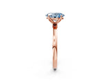 Rose gold Fancy Blue Oval Cut Diamond Solitaire Ring with Thin Band and Prong Setting_14