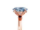Rose gold Fancy Blue Oval Cut Diamond Solitaire Ring with Thin Band and Prong Setting_17