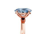 Rose gold Fancy Blue Oval Cut Diamond Solitaire Ring with Thin Band and Prong Setting_29