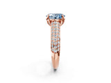 Rose gold Fancy Blue Oval Cut Diamond Solitaire Ring with Three-Row Pavé Band and Four-Prong Setting_39