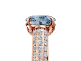 Rose gold Fancy Blue Oval Cut Diamond Solitaire Ring with Three-Row Pavé Band and Four-Prong Setting_42