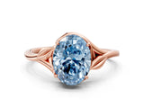 Rose gold Fancy Blue Oval Cut Diamond Solitaire Ring with Twist Band and Four-Prong Setting_57