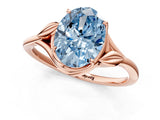 Rose gold Fancy Blue Oval Cut Diamond Solitaire Ring with Twist Band and Four-Prong Setting_58