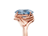 Rose gold Fancy Blue Oval Cut Diamond Solitaire Ring with Twist Band and Four-Prong Setting_62
