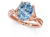 Rose gold Fancy Blue Oval Cut Diamond Solitaire Twist Band Prong Setting Ring_68