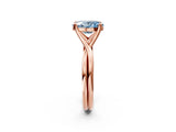 Rose gold Fancy Blue Oval Cut Diamond Solitaire Twist Band Prong Setting Ring_69