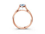 Rose gold Fancy Blue Oval Cut Diamond Solitaire Twist Band Prong Setting Ring_70