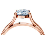 Rose gold Fancy Blue Oval Cut Diamond Solitaire Twist Band Prong Setting Ring_71