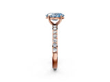 Rose gold Fancy Blue Oval  Cut Diamond Solitaire with Pave Band and Four-Prong Setting 3