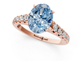 Rose gold Fancy Blue Oval  Cut Diamond Solitaire with Pave Band and Four-Prong Setting_165