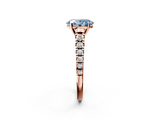 Rose gold Fancy Blue Oval  Cut Diamond Solitaire with Pave Band and Four-Prong Setting_166