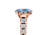 Rose gold Fancy Blue Oval  Cut Diamond Solitaire with Pave Band and Four-Prong Setting_169