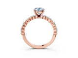 Rose gold Fancy Blue Oval Cut Diamond Solitaire with Side Stones, Pave Band, Four-Prong Setting_102