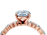 Rose gold Fancy Blue Oval Cut Diamond Solitaire with Side Stones, Pave Band, Four-Prong Setting_103