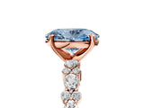 Rose gold Fancy Blue Oval Cut Diamond Solitaire with Side Stones, Pave Band, Four-Prong Setting_104