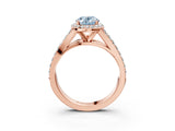 Rose gold Fancy Blue Oval Cut Diamond Split Shank Halo Ring with Four-Prong Setting_61