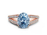 Rose gold Fancy Blue Oval Cut Diamond Split Shank Pavé Engagement Ring with Four-Prong Setting_65