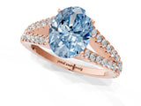 Rose gold Fancy Blue Oval Cut Diamond Split Shank Pavé Engagement Ring with Four-Prong Setting_66