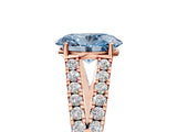 Rose gold Fancy Blue Oval Cut Diamond Split Shank Pavé Engagement Ring with Four-Prong Setting_70