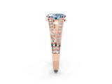 Rose gold Fancy Blue Oval Cut Diamond Split Shank Ring with Pavé Band and Four-Prong Setting_45