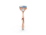 Rose gold Fancy Blue Oval Cut Diamond Three-Stone Ring with Pear Side Stones and Four-Prong Setting_62