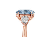 Rose gold Fancy Blue Oval Cut Diamond Three-Stone Ring with Pear Side Stones and Four-Prong Setting_65
